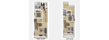 1 Bedroom 2 Bathroom Penthouse B Floor Plan [1,365 SqFt]